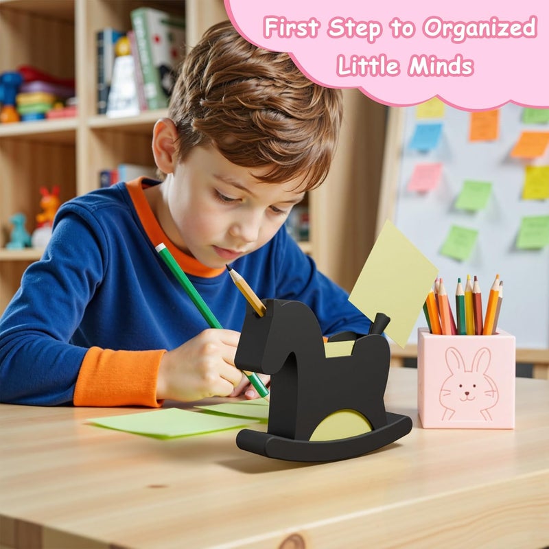 Li & Zhao Li&Zhao Wobble Horse Sticky Note Holder Silicone Label Holder Stand, 2026 Year of the Horse Good Luck Stable Rocking Horse Design for Tabletop Organizer, Office Desk Accessory, Home Decoration(Black) - Image 2